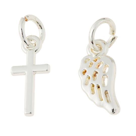 Charmalong™ Silver Wing & Cross Charms by Bead Landing™